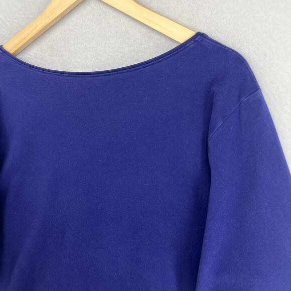 EILEEN FISHER Top 2X Plus Cotton Interlock Jersey Scoop Neck 3/4 Sleeve Blue - Picture 7 of 13